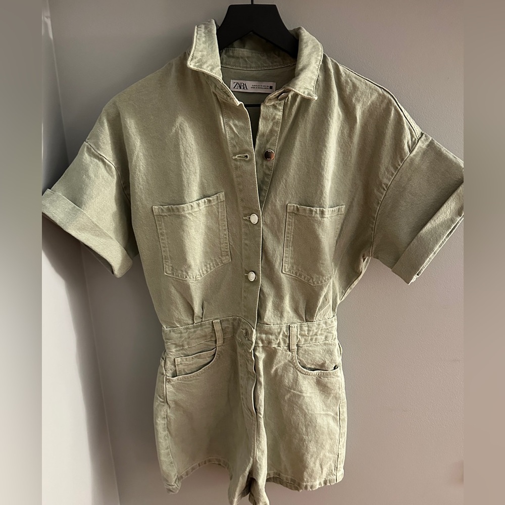Light Green Zara Jumpsuit with Shorts (S)